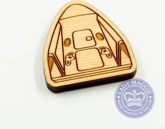 Spacex Dragon Capsule Magnet - Crew Charm Wood Engraved