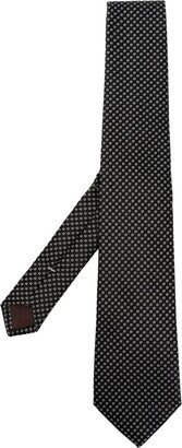 Geometric-Pattern Print Silk Tie-AD