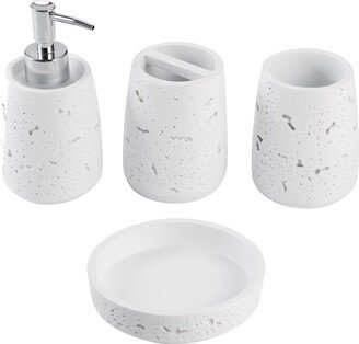 Kralix 4pc Cork Resin Paint Coated Bathroom Accessory Set White