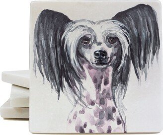 I Love My Chinese Crested Marble Coaster For Drinks 4-Pack