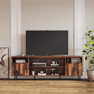 EHEK TV Stand Modern Wood Media Entertainment Center Console Table with 4 Doors and 4 Open Shelves