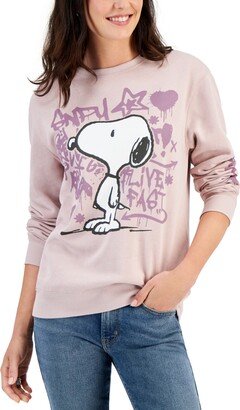 Juniors' Snoopy Graffiti Crewneck Sweatshirt