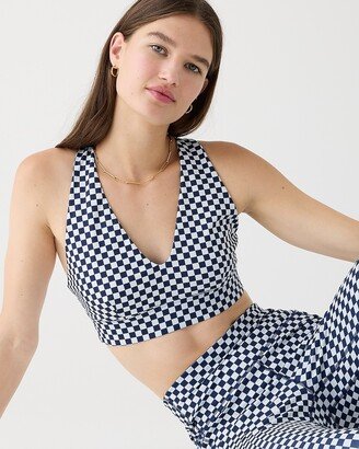 CloudStretch deep V-neck sports bra in checkerboard