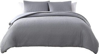 The Nesting Company The Nest Company Palm Collection Embossed 3 Piece Hotel Quality Luxuriously Soft & Lightweight Quilted Bedding Set with 2 Pillow Shams - Queen - Charcoal