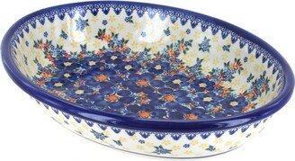 Blue Rose Pottery Blue Rose Polish Pottery Blue Dahlia Oval Baker