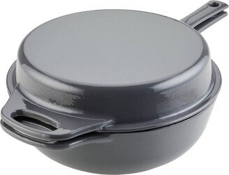 4qt Enameled Cast Iron 3-in-1 Dutch Oven Skillet Saute Combo Gray