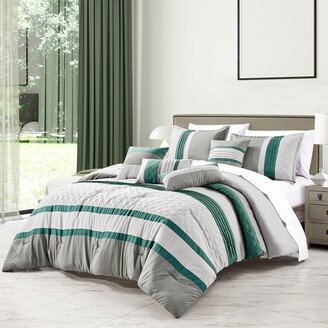 Bedding Comforter Set Bed In A Bag - 7 Piece Luxury Bedding Sets - Oversized Bedroom Comforters, Green