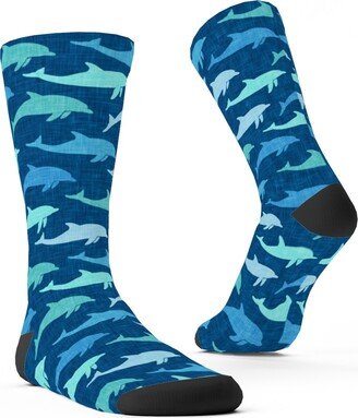 Socks: Dolphins Custom Socks, Blue