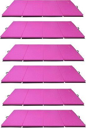 GoGym 120x48in Extra Thick Anti Tear High Density All Purpose Aerobic Gymnastics Mat with Velcro Carrying Handles, Pink (6 Pack)