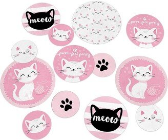 Big Dot of Happiness Purr-fect Kitty Cat - Kitten Meow Baby Shower or Birthday Party Giant Circle Confetti - Party Décor - Large Confetti 27 Count