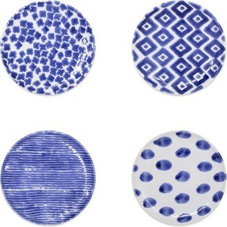 Santorini Assorted Cocktail Plates - Set of 4 - Blue/white