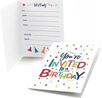 Big Dot Of Happiness Cheerful Happy Birthday - Fill In Colorful Birthday Party Invitations (8 count)