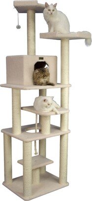 Real Wood Cat Tree, 6 Levels With Playhouse & Rope Swing