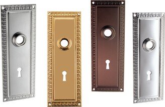 Door Trim | Escutcheon Stamped Wrought Brass Plate With Hub & Keyhole For Antique Doors. Egg & Dart Pattern. Available in Five Finishes