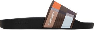 Brown Colorblock Check Slides