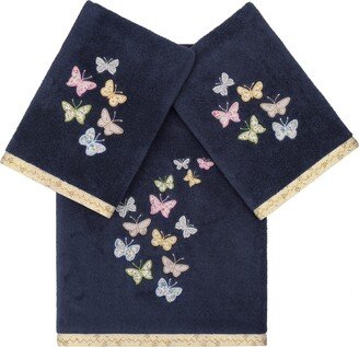 Linum Home Textiles Turkish Cotton Mariposa Embellished Towel Set, 3 Piece