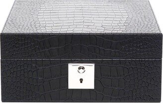 Crocodile-Effect Leather Trinket Box-AA