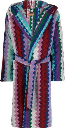 Zigzag-Pattern Terry-Cloth Bathrobe