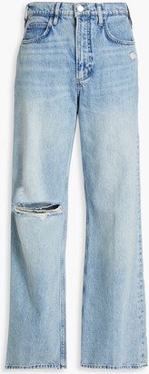Distressed high-rise wide-leg jeans