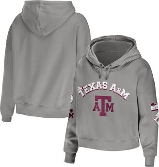 Women's Wear by Erin Andrews Gray Texas A&M Aggies Mixed Media Cropped Pullover Hoodie