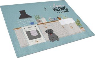 CK7710LCB Black Pug Kitchen Scene Glass Cutting Board