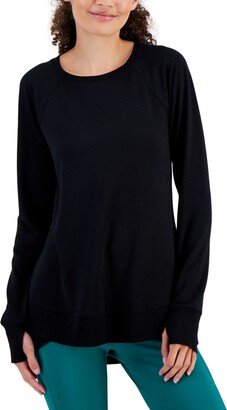 Id Ideology Women's Active Butter French-Terry Long-Sleeve Thumbhole Tunic Top, Created for Macy's