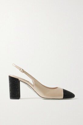 Crystal-embellished Leather Slingback Pumps - Neutrals