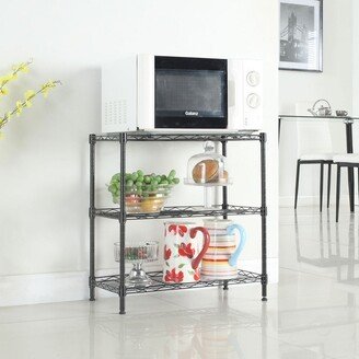 Home Concise 3 Layers Carbon Steel & PP Storage Rack Kitchen Carts