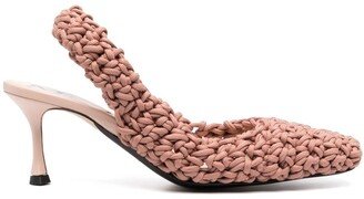 75mm Woven Slingback Pumps