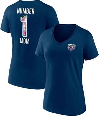 Women's Branded Navy Chicago Bears Plus Size Mother's Day #1 Mom V-Neck T-shirt