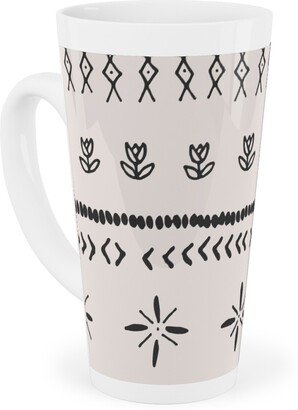 Mugs: Boho Print Tall Latte Mug, 17Oz, Beige