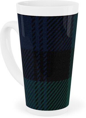 Mugs: Blackwatch Tartan - Black Tall Latte Mug, 17Oz, Black