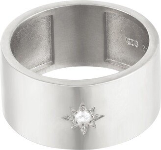 Seol + Gold Ecoated Sterling Silver Cz Wide Band Ring