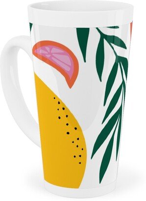 Mugs: Citrus Grove - Pink And Yellow Tall Latte Mug, 17Oz, Pink