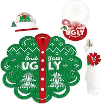 Big Dot Of Happiness Ugly Sweater Holiday & Christmas Charger & Table Decor Chargerific Kit for 8