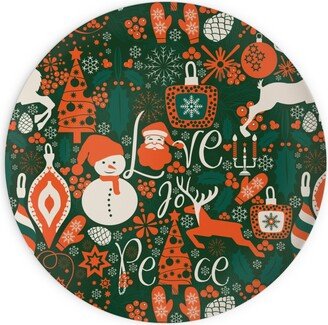 Plates: Christmas Joy Love Peace Plates, 10X10, Green