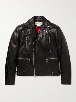 Slim-Fit Zip-Detailed Leather Biker Jacket