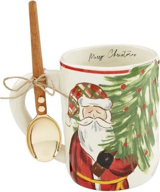 Mud Pie, Tree, Tartan Christmas Set, mug 16 oz | spoon 5 1/2