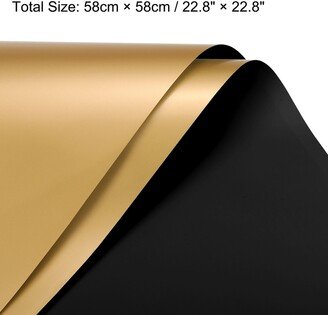 Unique Bargains Double Sided Color Flower Wrapping Paper Black+Gold 22.8