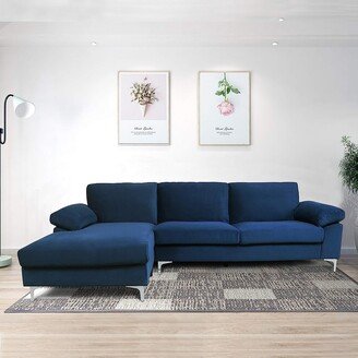 RASOO Velvet Sectional Sofa with Left Hand Facing Chaise, Stationary Corner Sectional