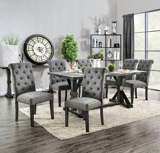 Yere Rustic Solid Wood Button Tufted 7-Piece Dining Set