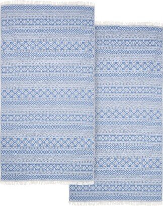 2pc Turkish Cotton Sea Breeze Pestemal Beach Towel Navy