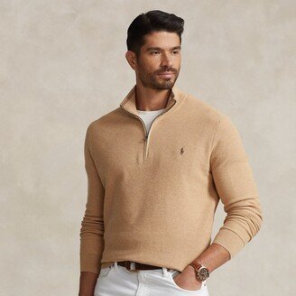 Ralph Lauren Mesh-Knit Cotton Quarter-Zip Sweater-AA