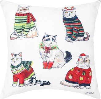 Cat Christmas Indoor and Outdoor Throw Pillow