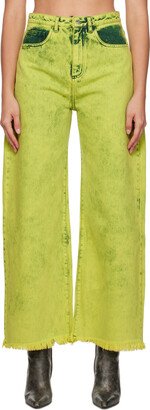 Green Wide-Leg Boyfriend Jeans