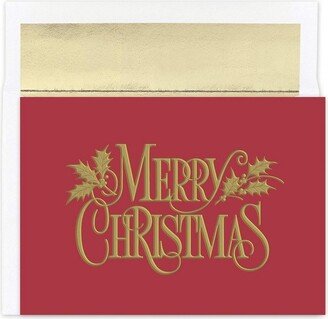 Masterpiece Studios Holiday Collection 16-Count Boxed Christmas Cards With Foil-Lined Envelopes, 7.8 x 5.6, Embossed Christmas Nostalgia (942500)