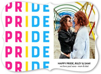 Greeting Cards: Pansexual Flag Pride Month Greeting Card, White, 5X7, Pearl Shimmer Cardstock, Bracket