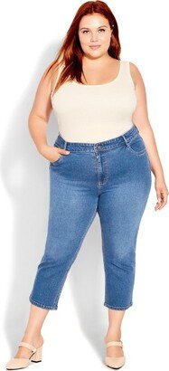 | Women's Plus Size Denim Love Crop - mid wash - 14W