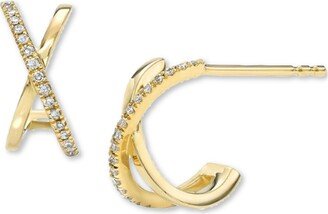 Zoe Lev Diamond X Huggie Hoop Earrings (1/20 ct. t.w.) in 14k Gold