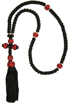 Prayer Rope 100 Knots in Black & Red Color For Hand Prayers - Rosary Hands Prayer Komboskini Oblation